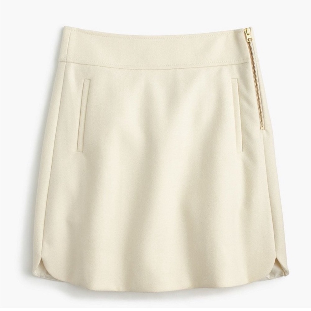J. Crew wool fully lined cream mini skirt 2